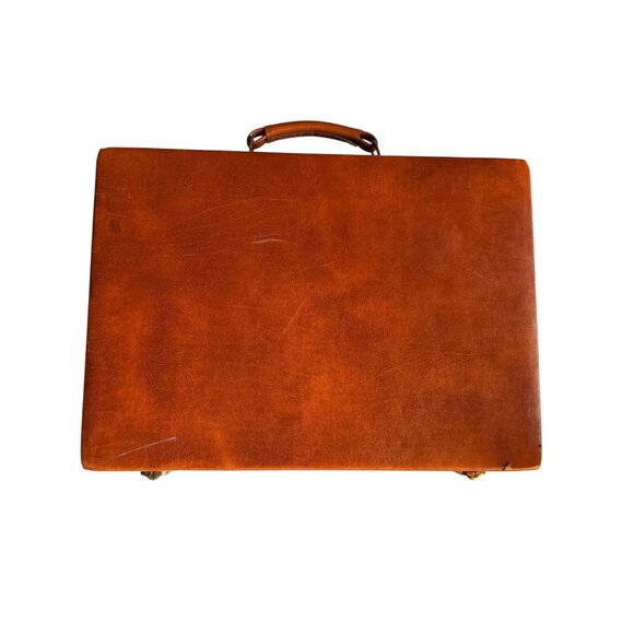 Vintage Brown faux Leather hard shell Briefcase With Brass Locks & Handle - Picture 2 of 16